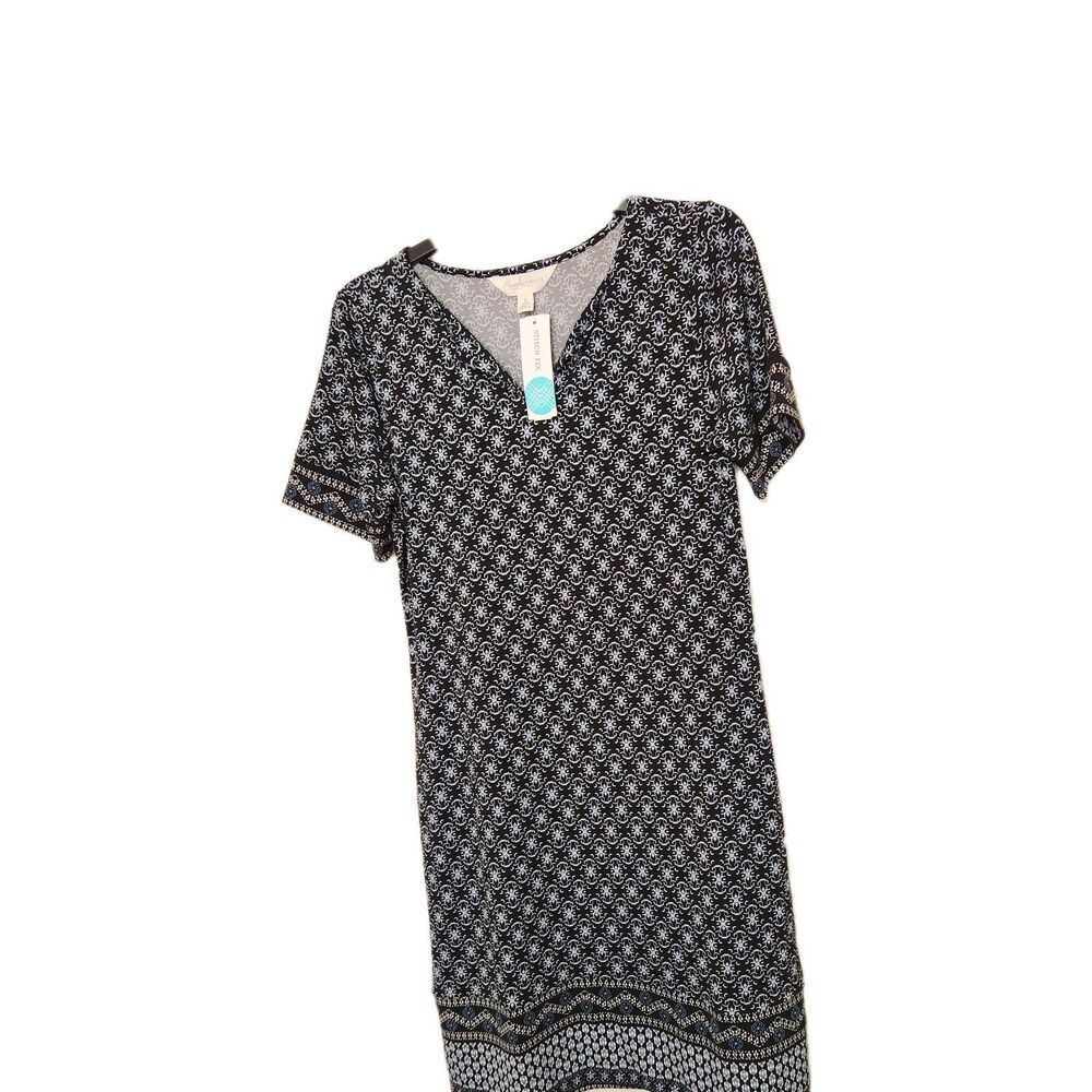 Magnolia Grace Shift Dress Small Petite Short Sleeve Stretch Relax Fit